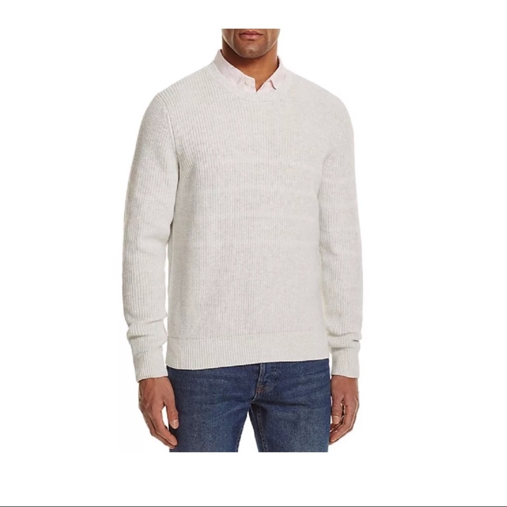 New Men’s Bloomingdales pale grey striped chunky sweater